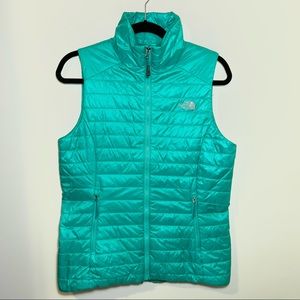 The North Face Flashdry Quilted Puffer Zip Up Vest Teal Green